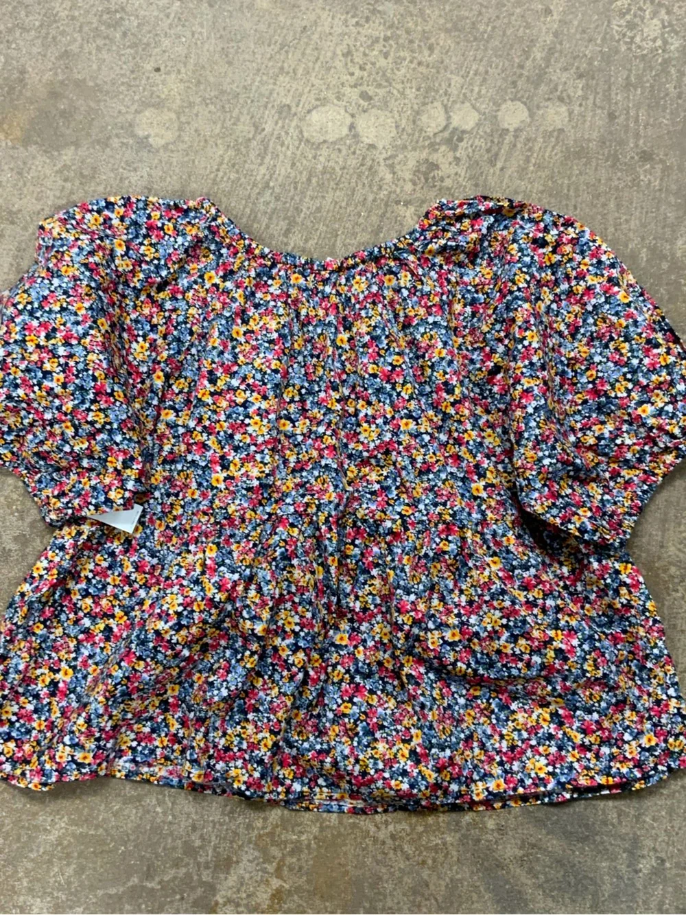 NWT Old Navy Multicolor Floral Puff-Sleeve Top Boho Chic Blouse Shirt OBL